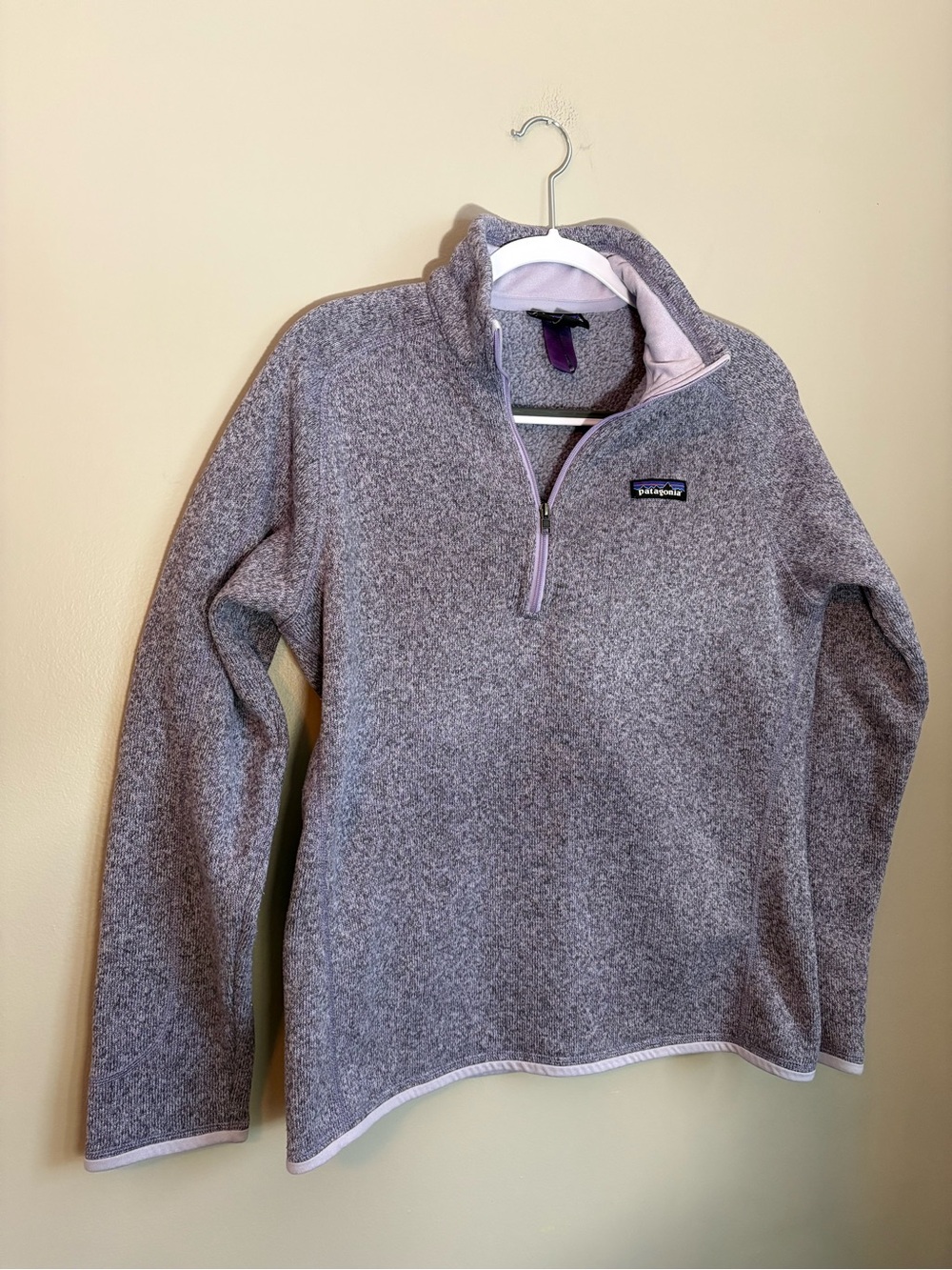 Patagonia Better Sweater Quarter Zip Pullover Knit Fleece Light Purple Heather L